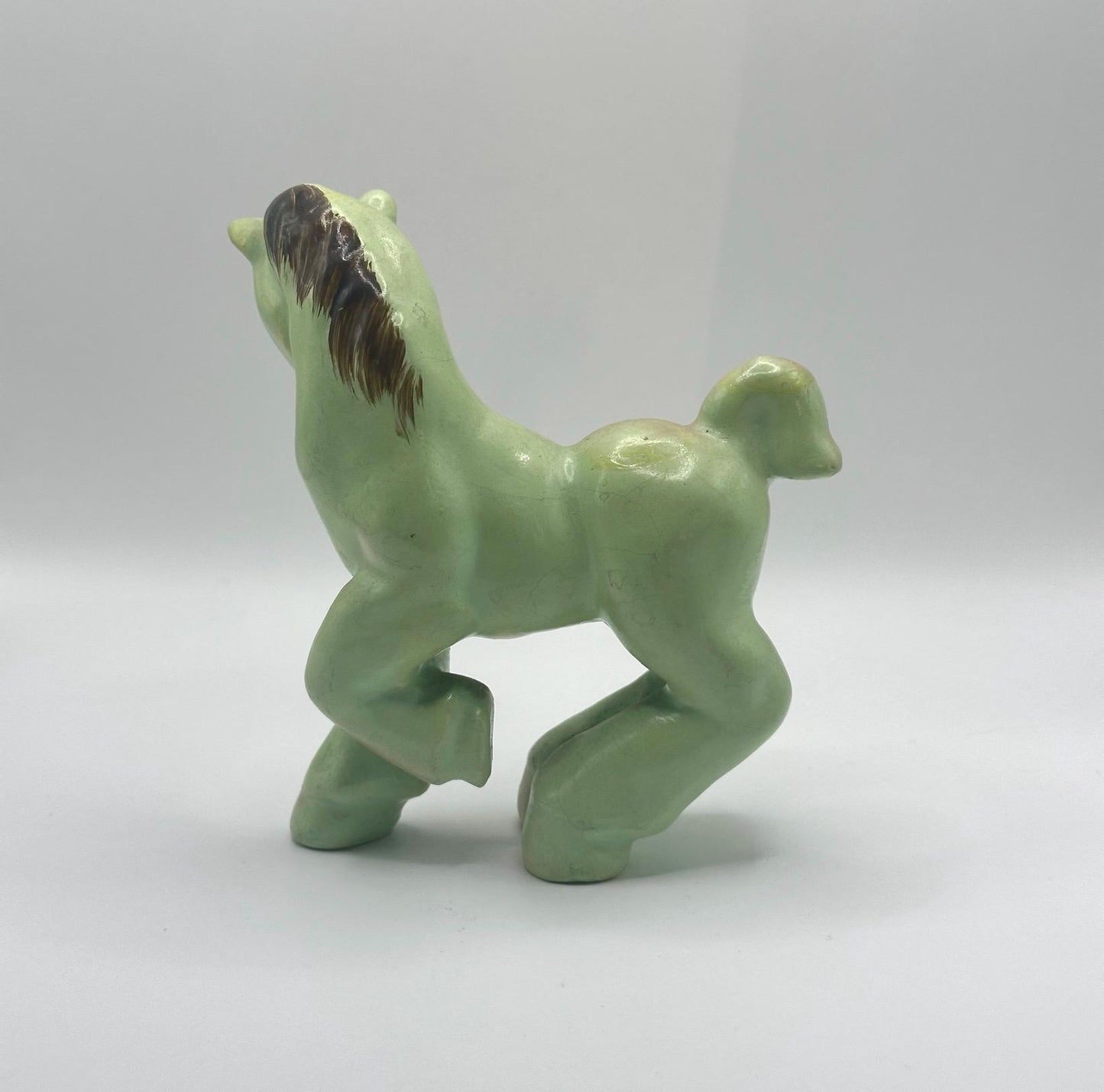 Vintage Figurine of Ceramic Green Horse
