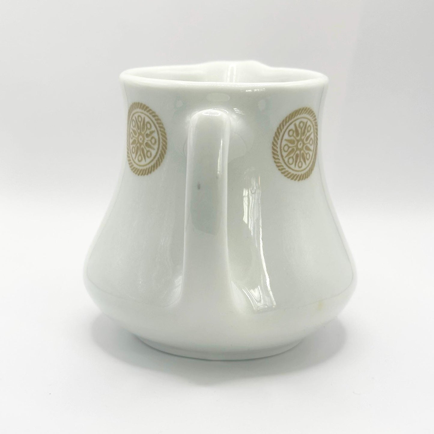 Vintage Creamer in a White with Gold Medallion Design by Shenango China
