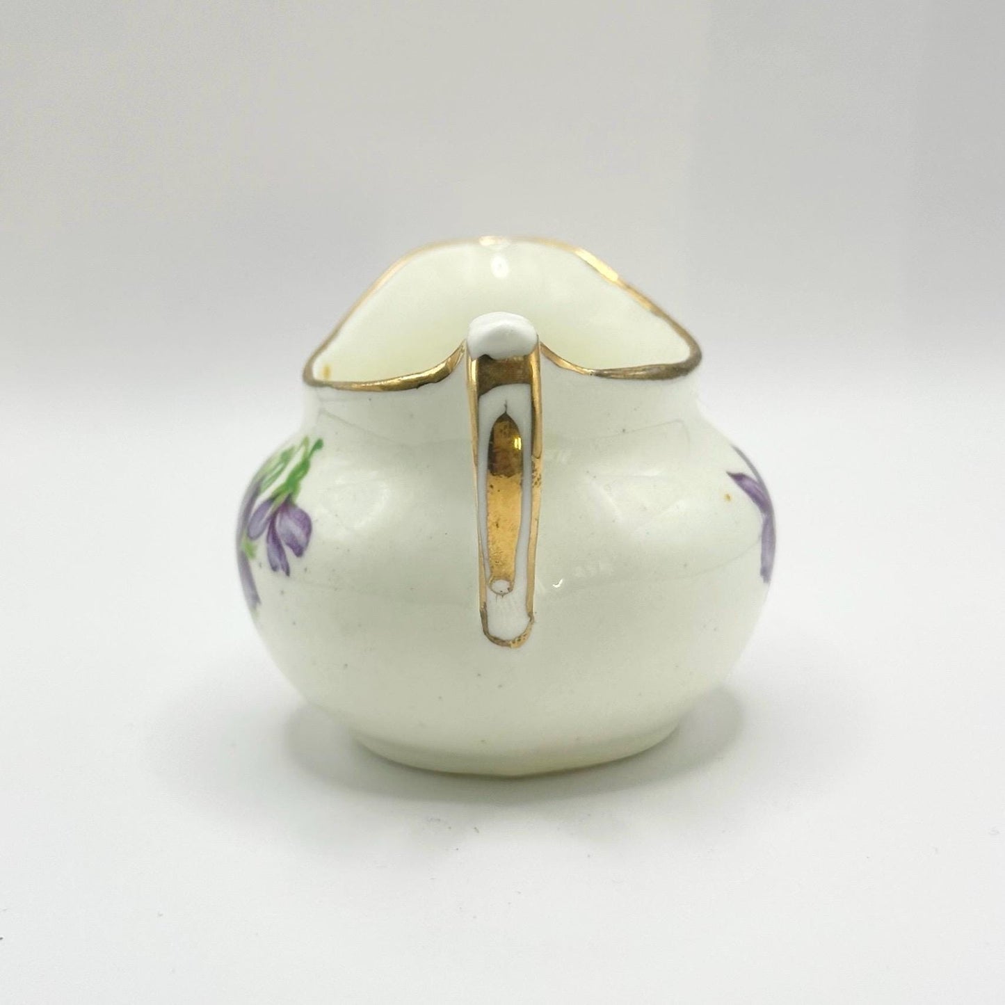Vintage Creamerin Bone China with Devon Violets and Gold Trim by H&M Sutherland