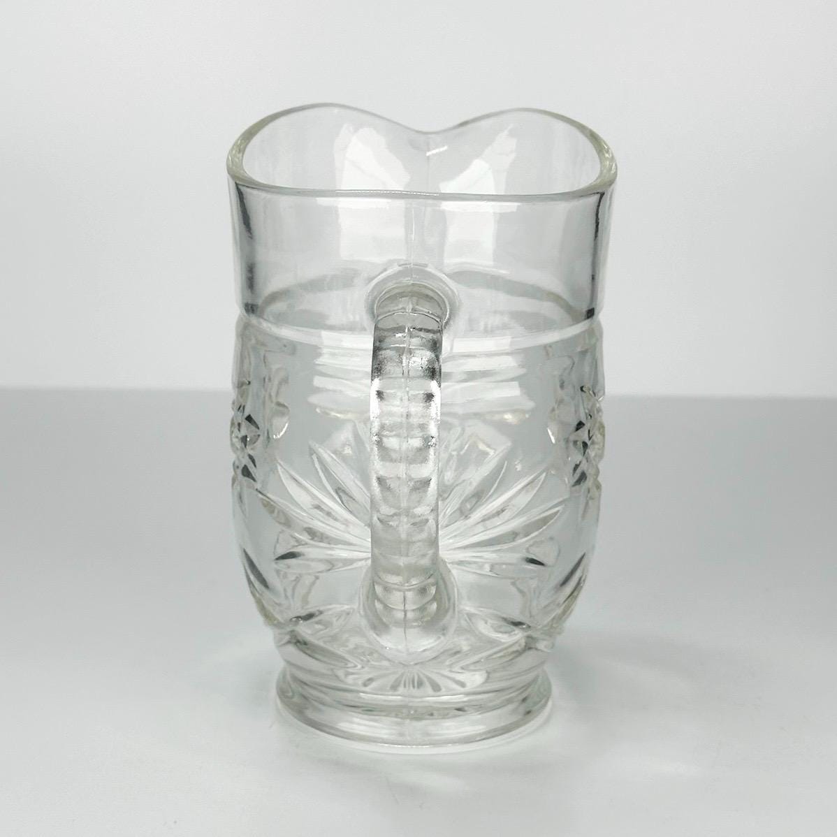 Vintage Pitcher with Cut Glass Star Design Made by Anchor Hocking Glass