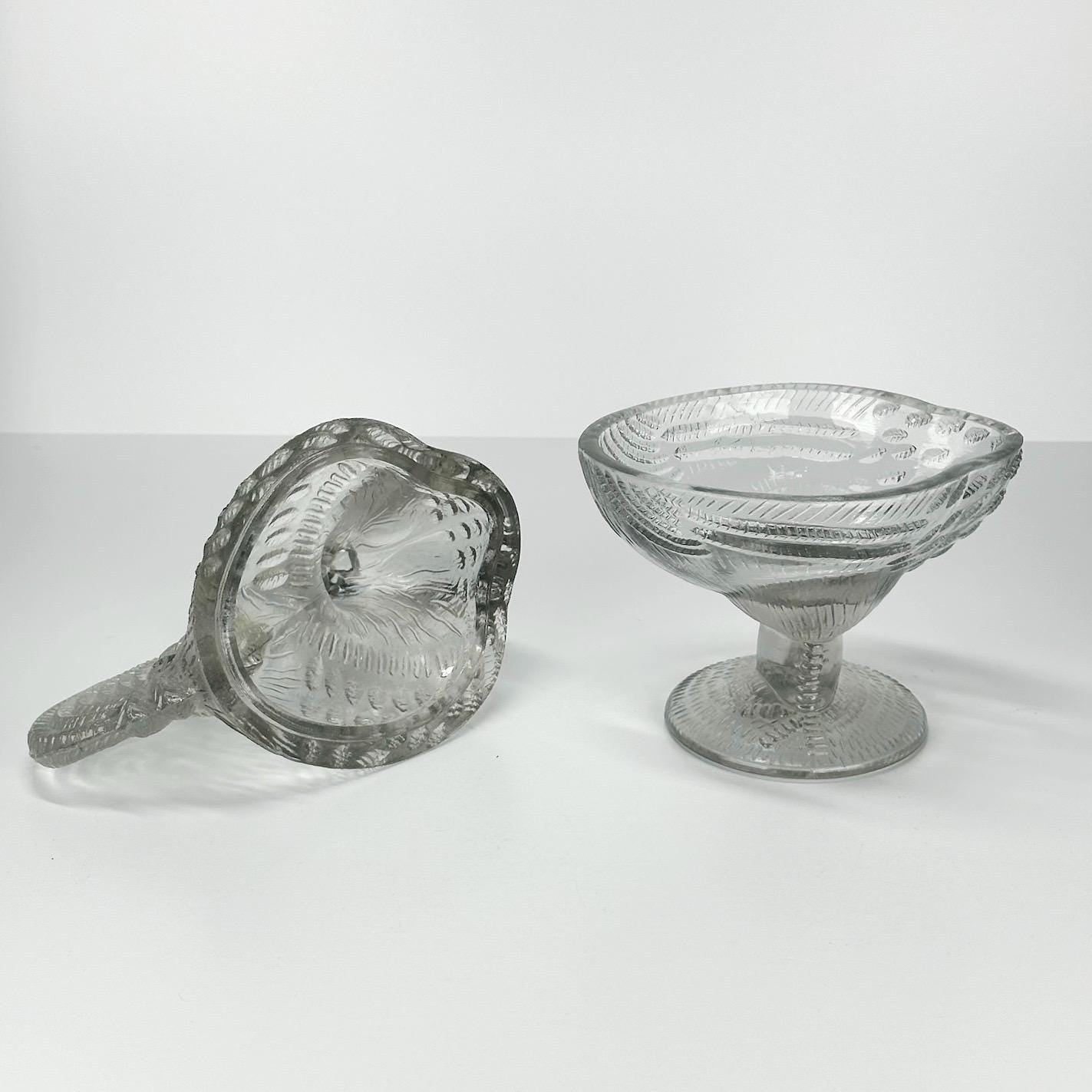 Vintage Covered Glass Candy Dish in the Shape of a Rooster