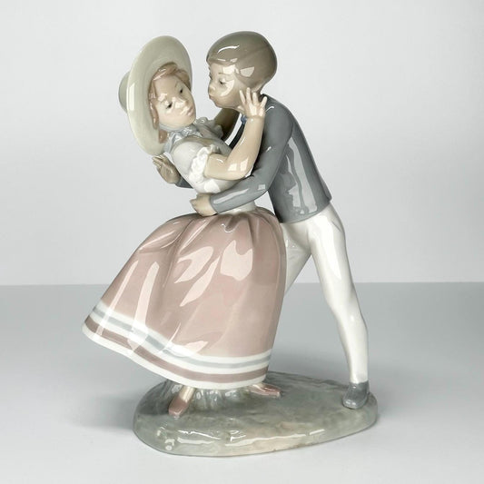 Vintage Porcelain Figurine of Boy and Girl Dancing by Lladro "Waltz Time"