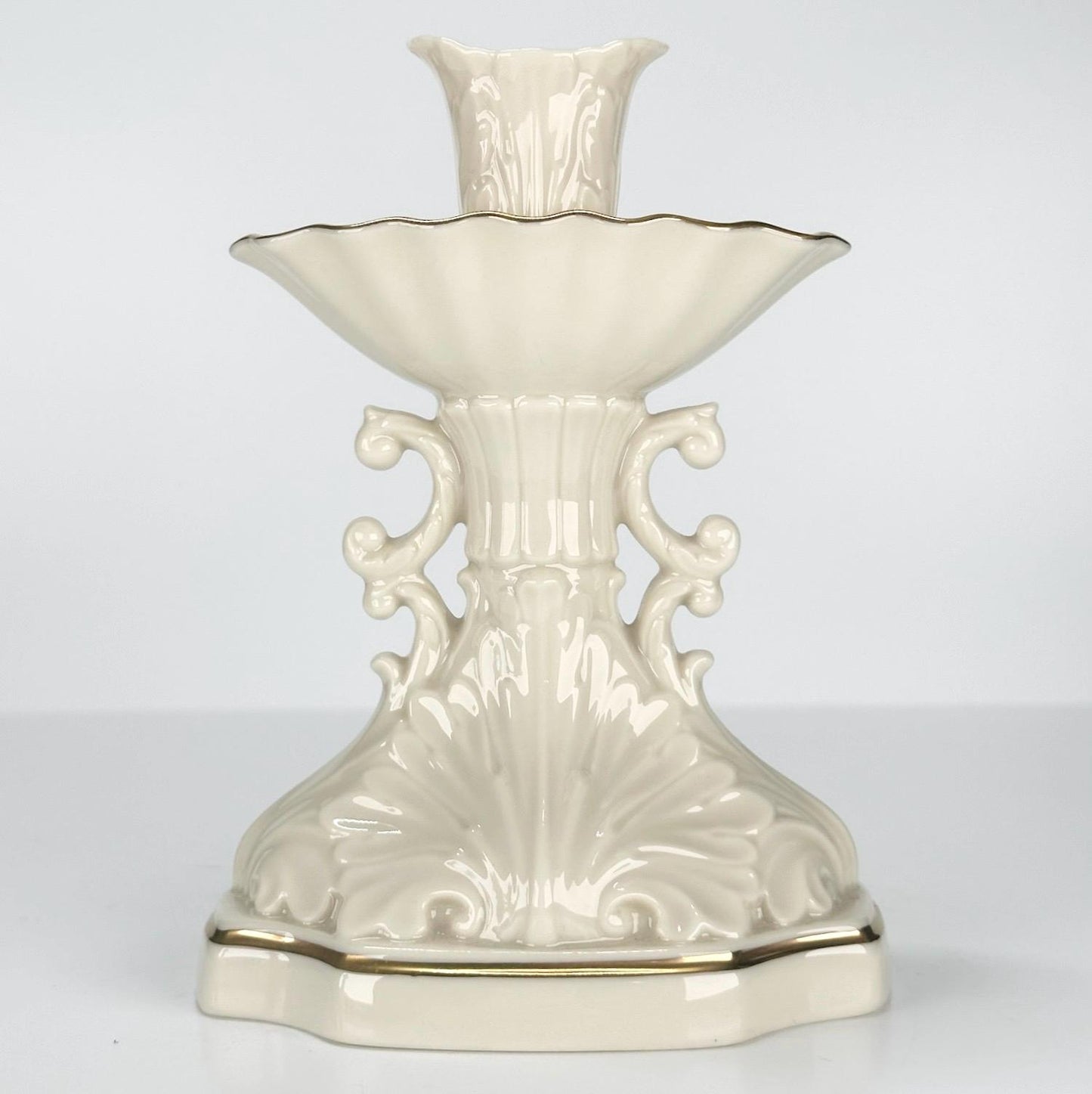 Vintage Candle Holder Set with 24K Gold Trim by Lenox from Aquarius Collection