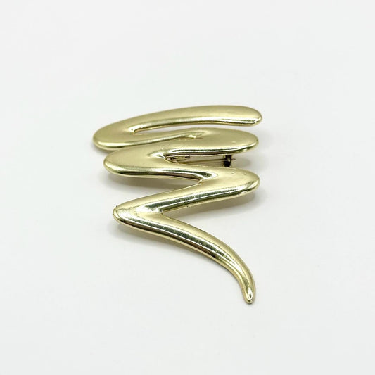 Vintage Brooch Pin of Gold Tone Zig-Zag