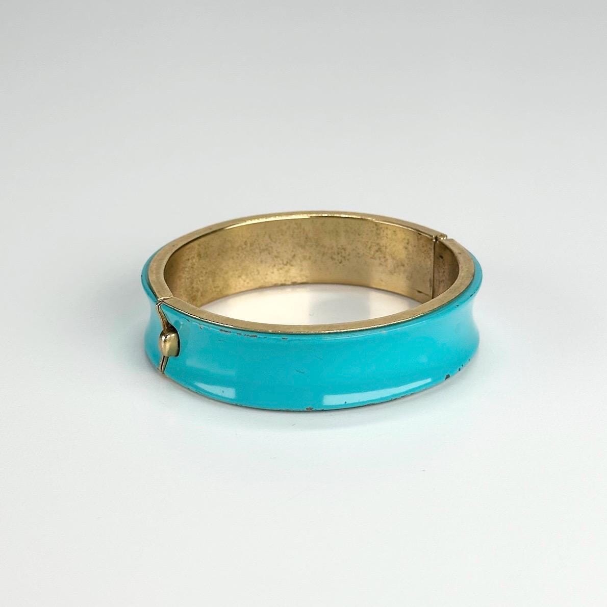Vintage Bracelet in Teal and Gold with Hinge Closure