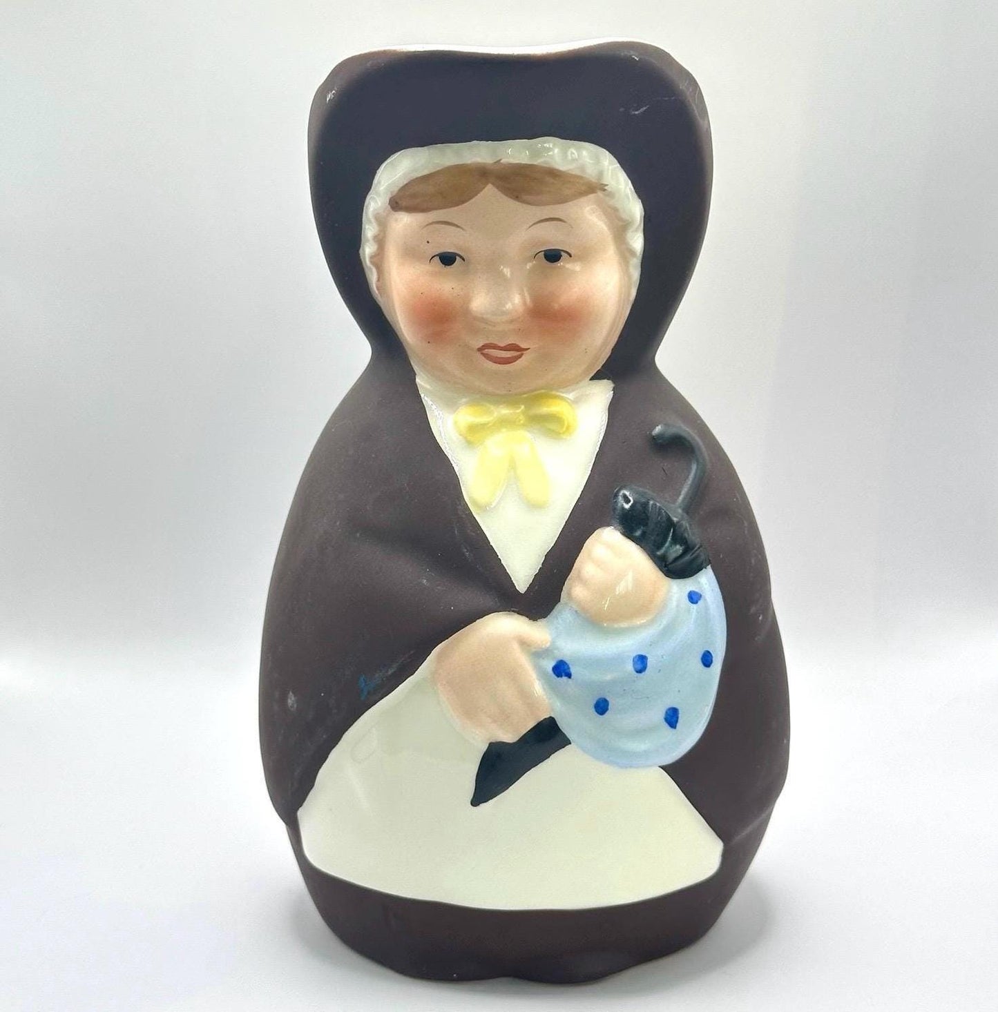 Vintage Pitcher of Mrs. Gamp Made from Porcelain and Made in Germany
