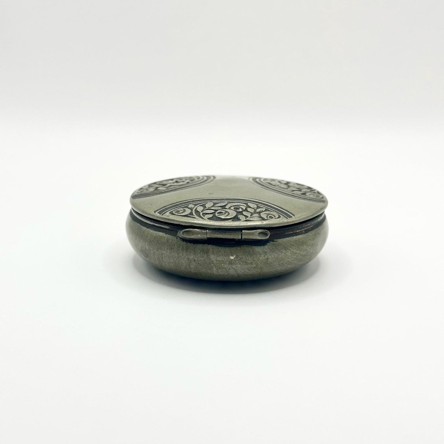 Vintage Pill Box In Silver With Floral Design By Apotheke Basel
