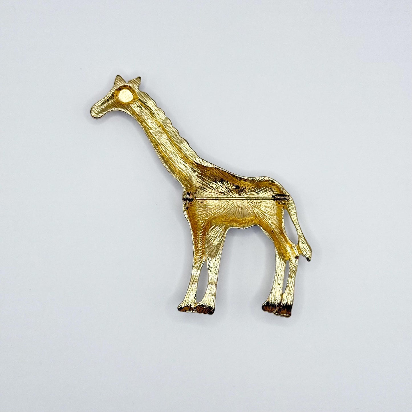 Vintage Brooch Pin in Gold Tone of Giraffe with Rhinestone Accents