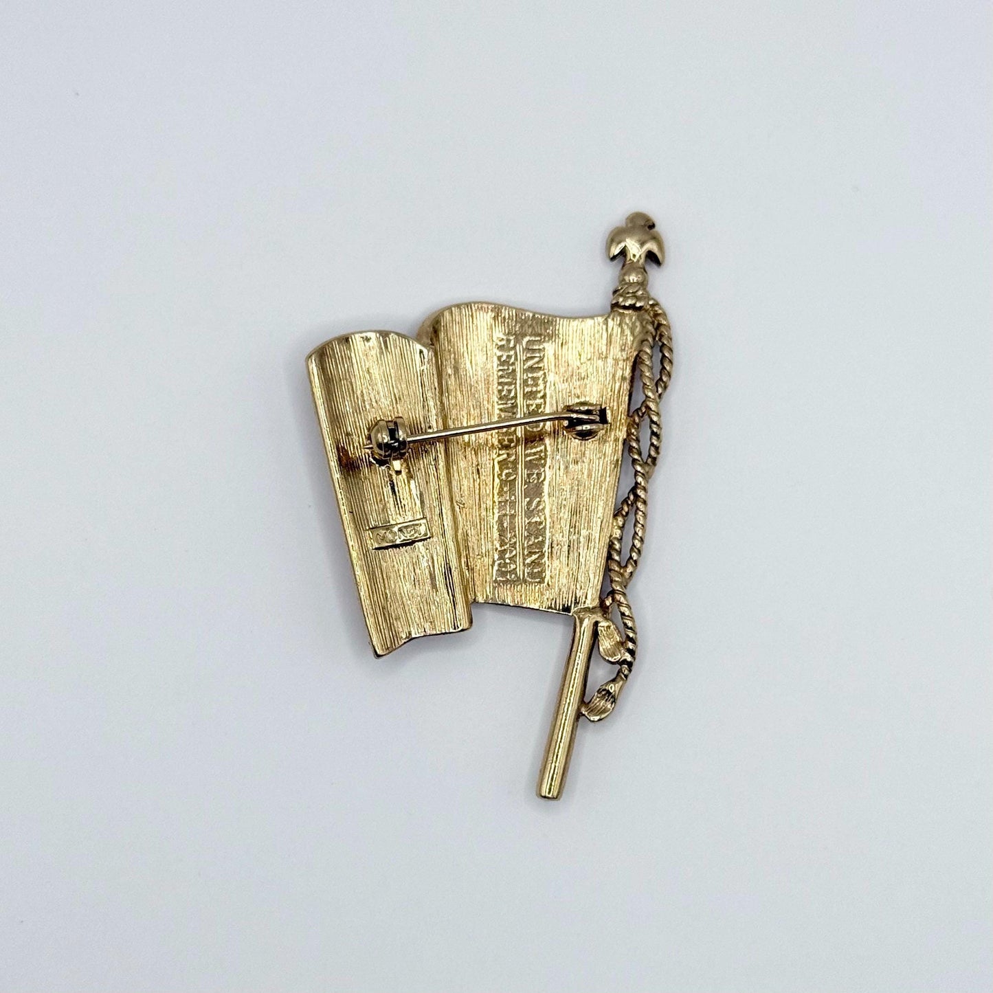 Vintage Monet USA Flag Brooch Pin in Gold Tone of 9/11 Remembrance