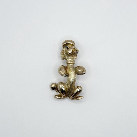 Vintage Brooch Pin of Poodle in Gold Tone Stamped Sarah Coventry