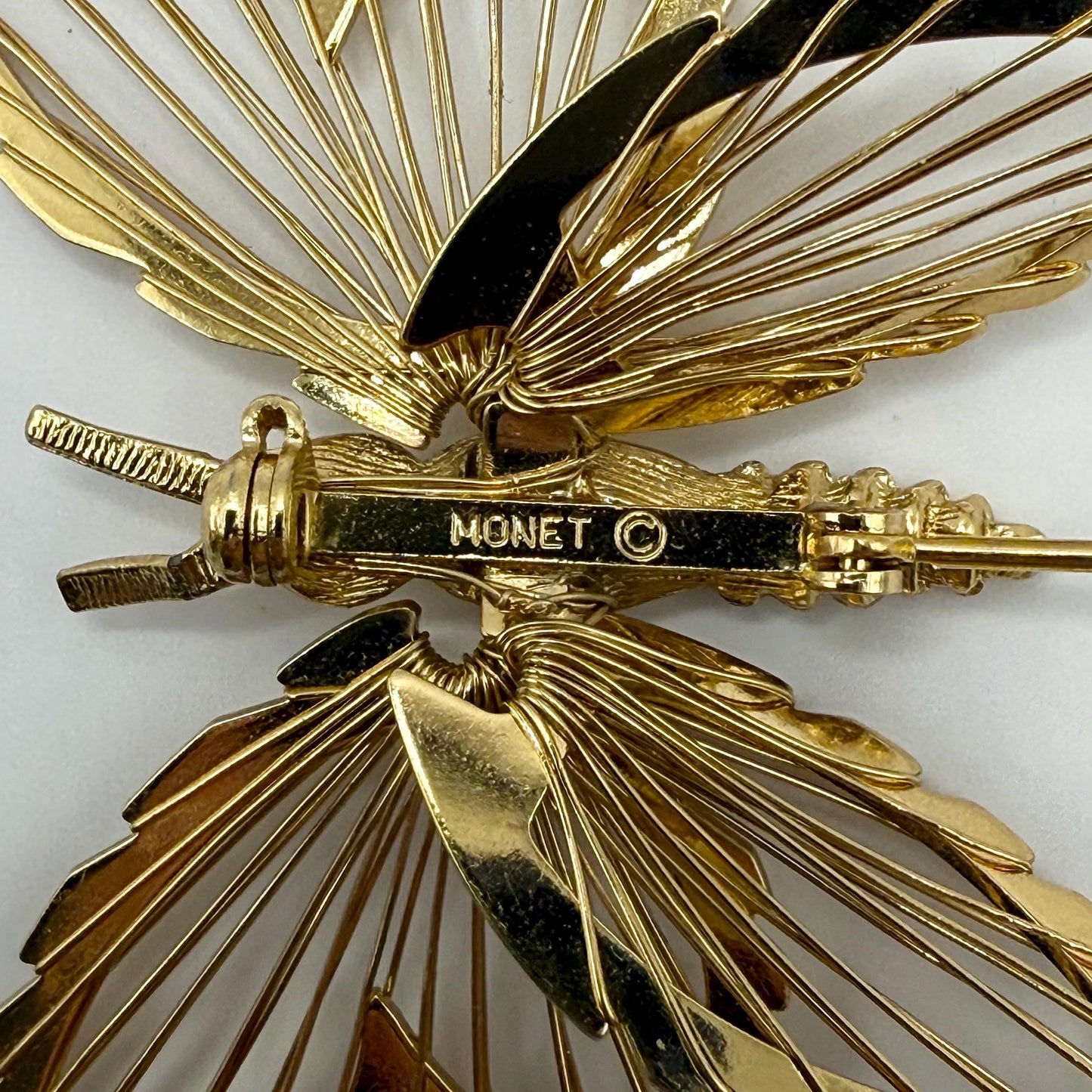 Vintage Brooch Pin of Gold Butterfly Stamped Monet