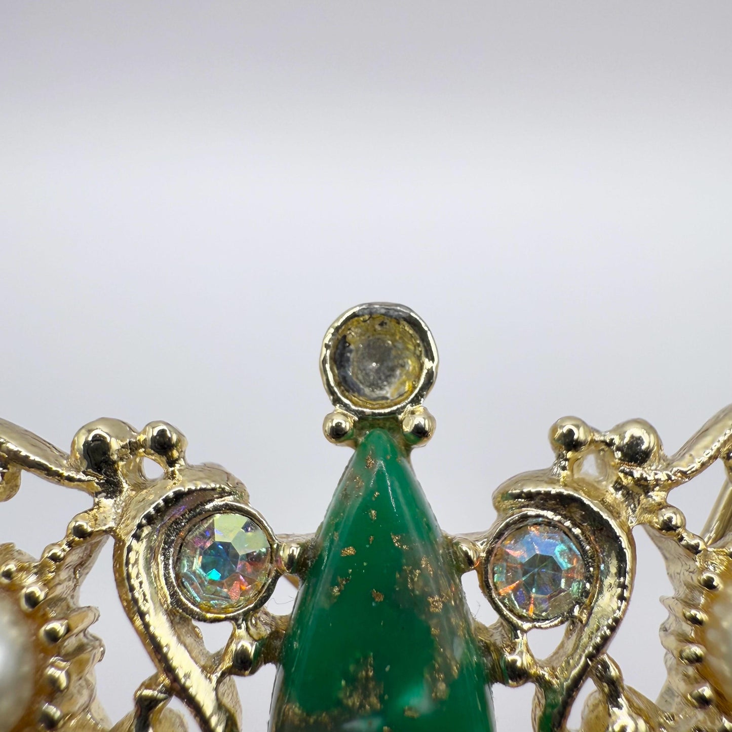 Vintage Brooch by Sarah Coventry of Maltese Cross in Gold Tone Rhinestone Lucite Pin