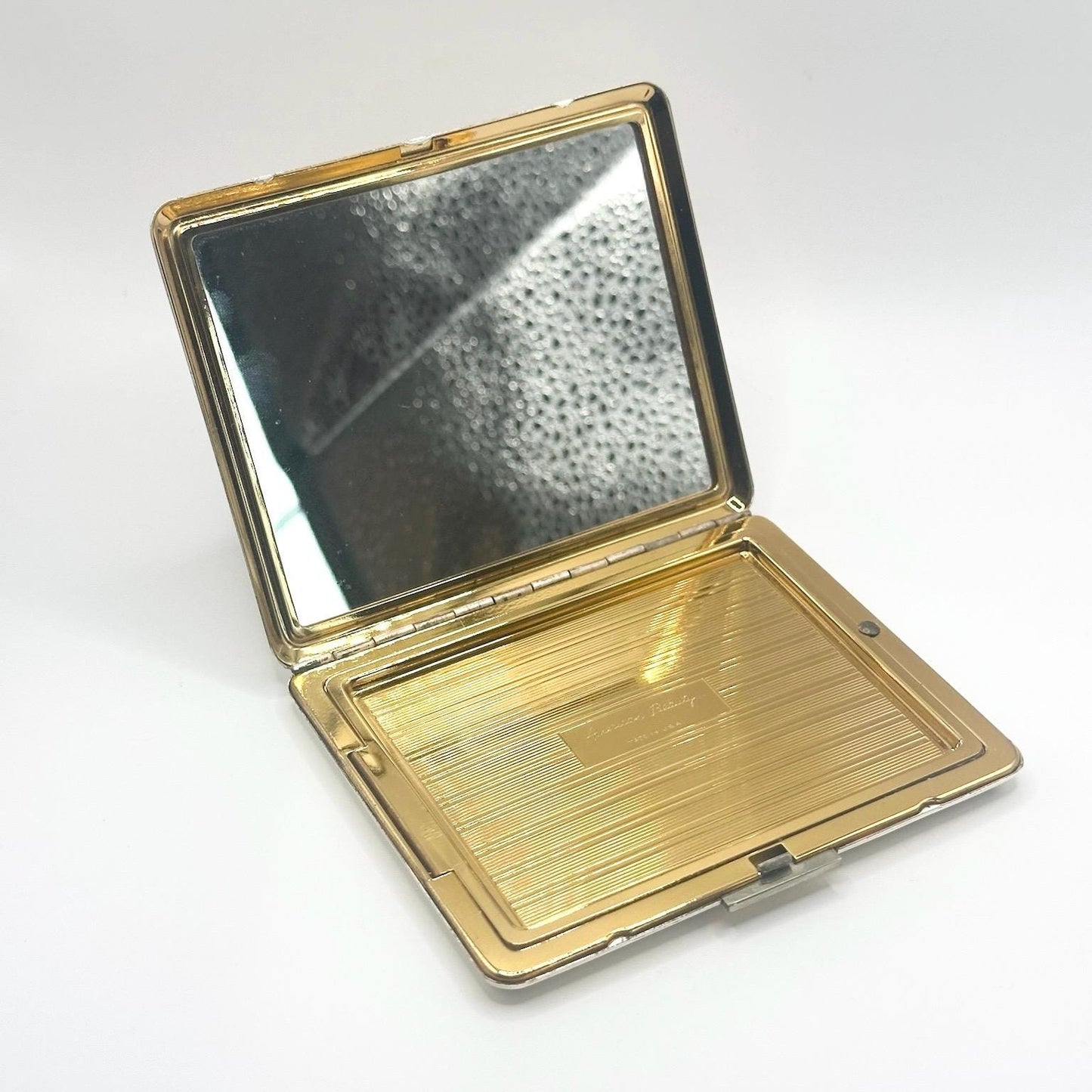 Vintage Compact with Orange and Green Vine Design by Elgin America in Gift Box