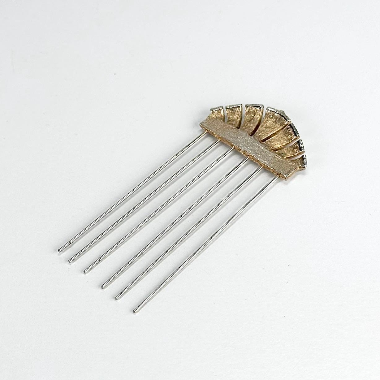 Vintage Pick Hair Comb with Silver Fan Design
