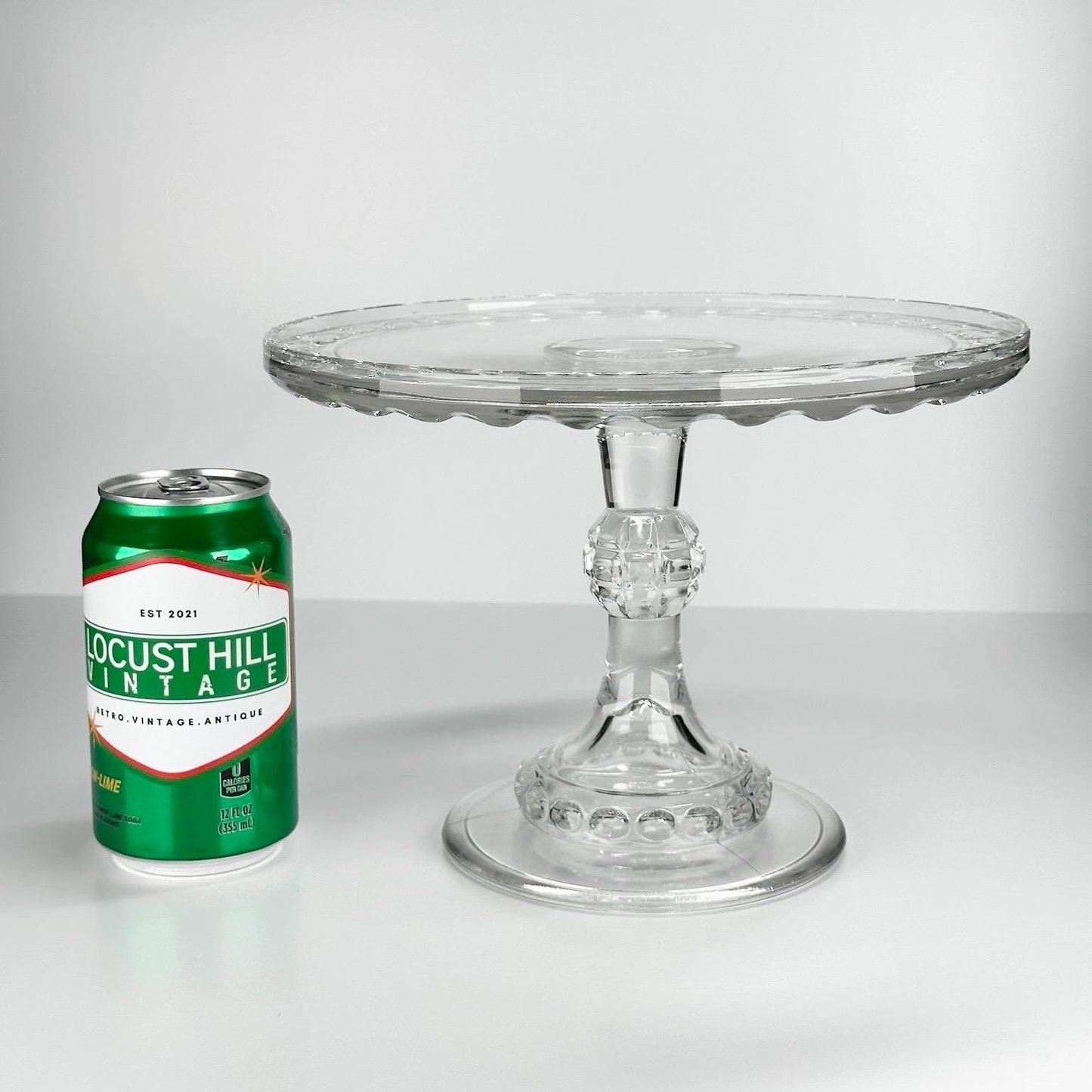 Antique Cake Stand with Clear Glass Thumbprint Design Made by Ripley & Co 1880s