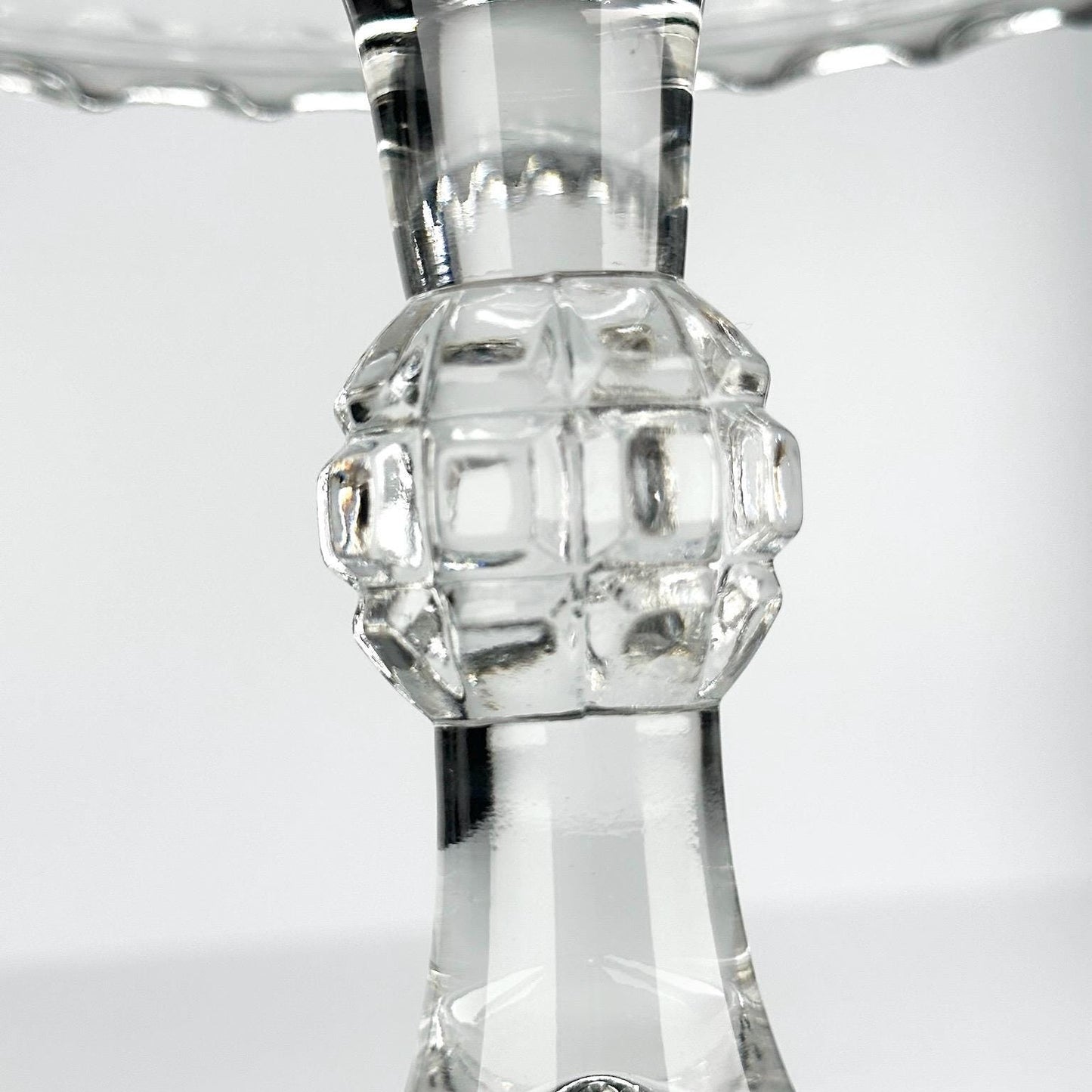 Antique Cake Stand with Clear Glass Thumbprint Design Made by Ripley & Co 1880s