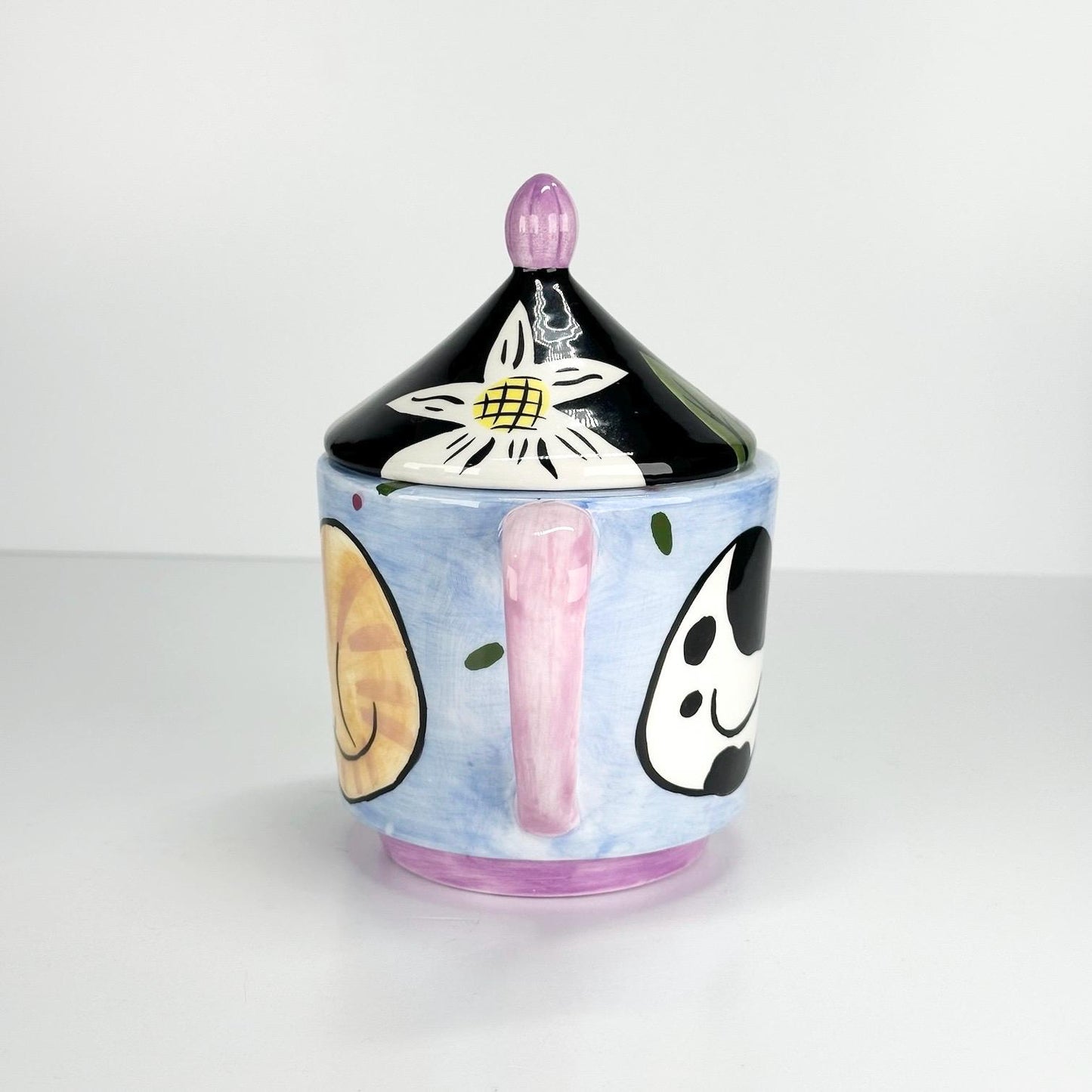 Vintage Chaleur Teapot with Groovy Dog and Cat Design