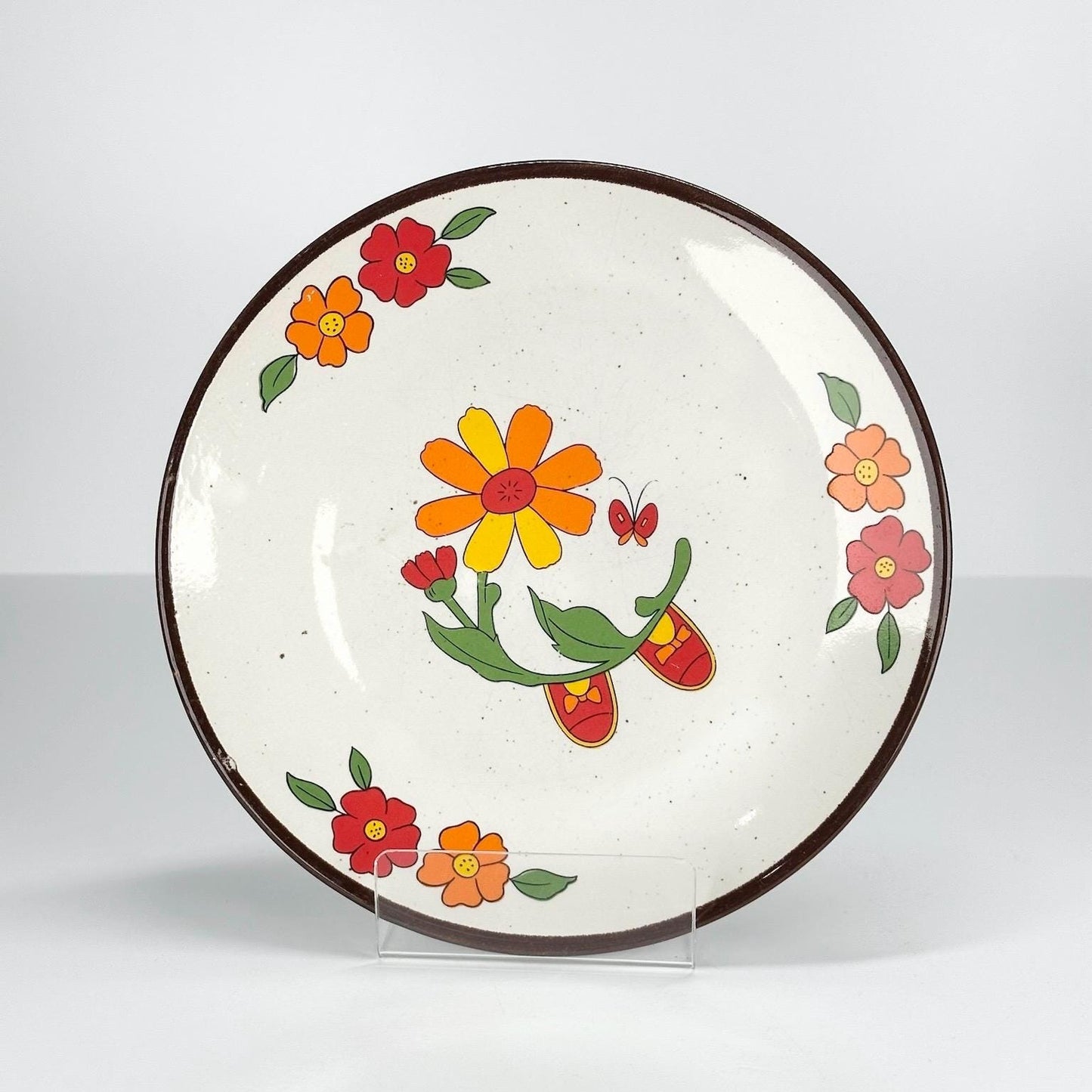 Vintage Stackable Bowl, Cup, and Plate of Little Girl with Pigtails and Strawberry Apron