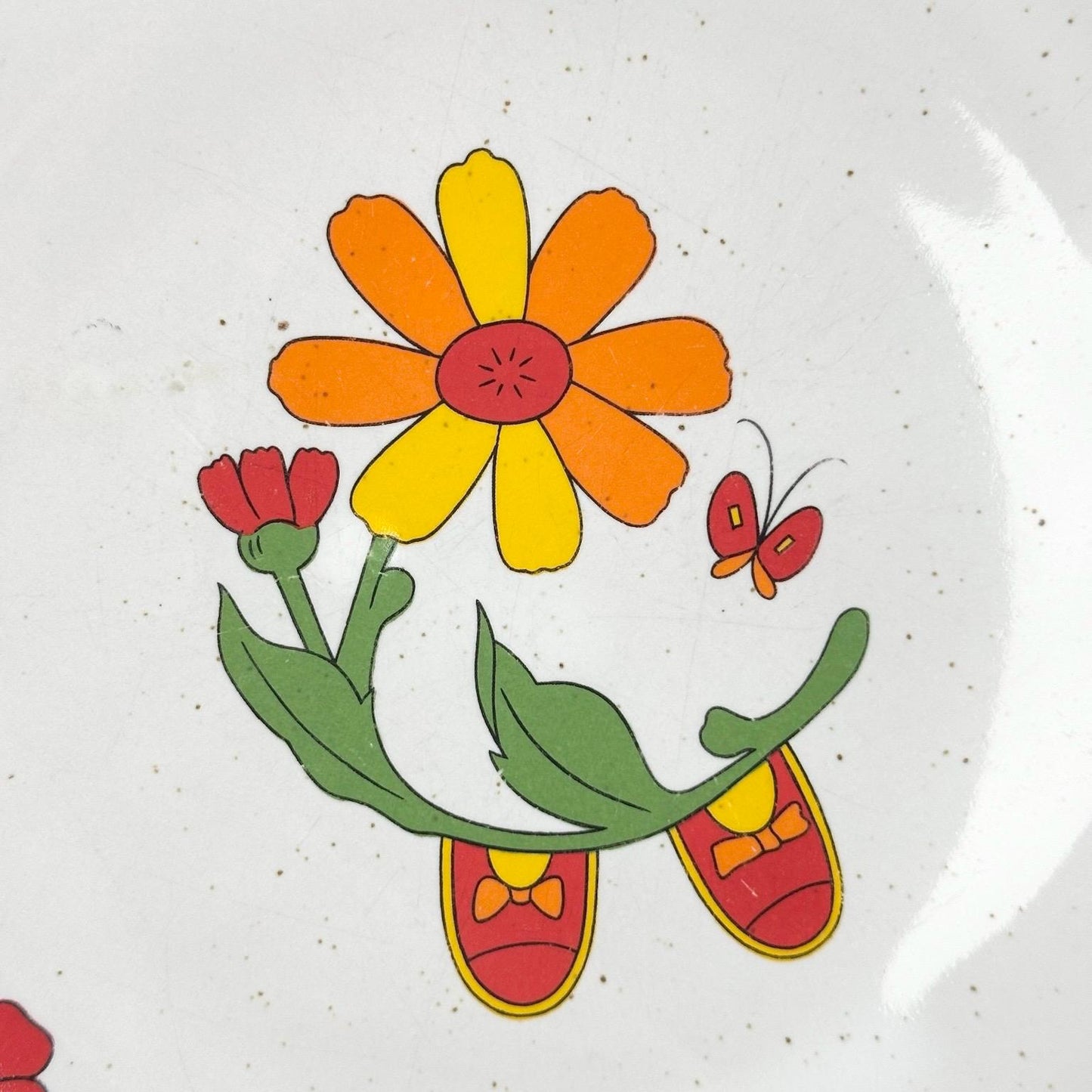 Vintage Stackable Bowl, Cup, and Plate of Little Girl with Pigtails and Strawberry Apron