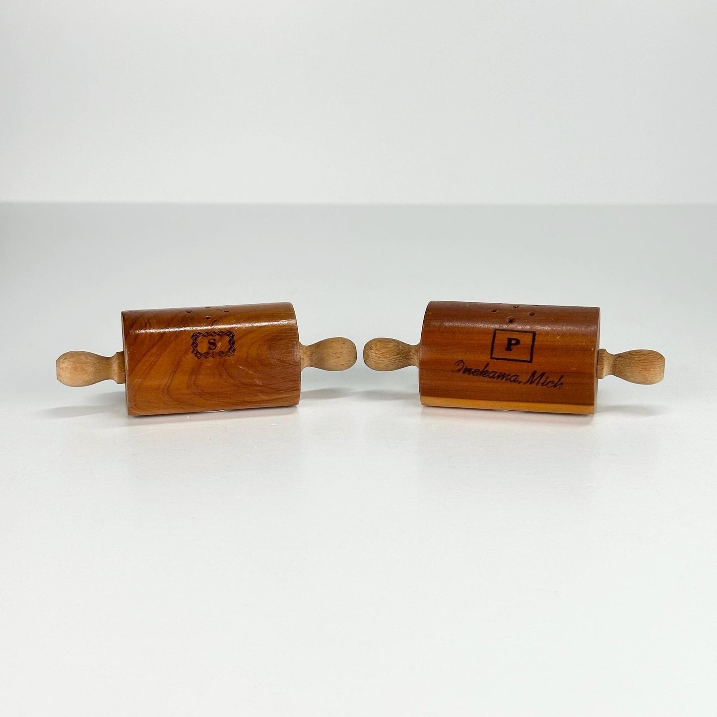 Vintage Salt and Pepper Shakers of Wooden Rolling Pins