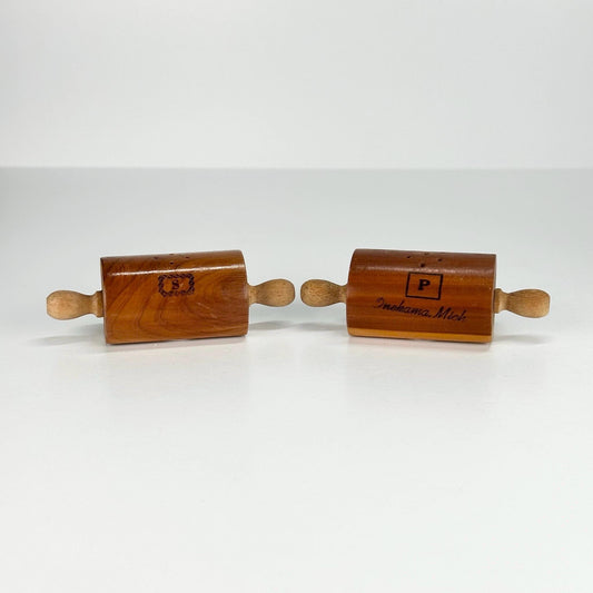 Vintage Salt and Pepper Shakers of Wooden Rolling Pins