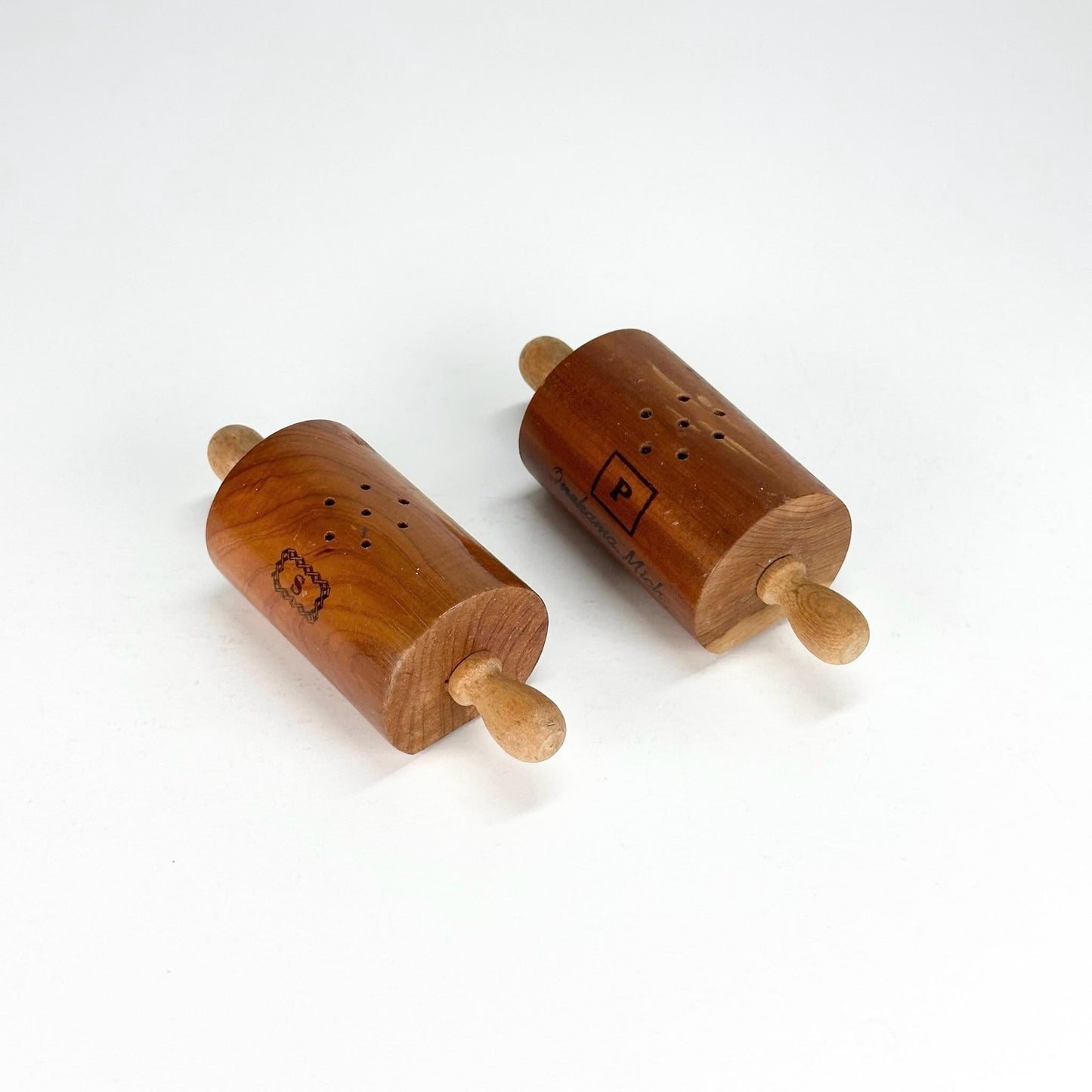Vintage Salt and Pepper Shakers of Wooden Rolling Pins