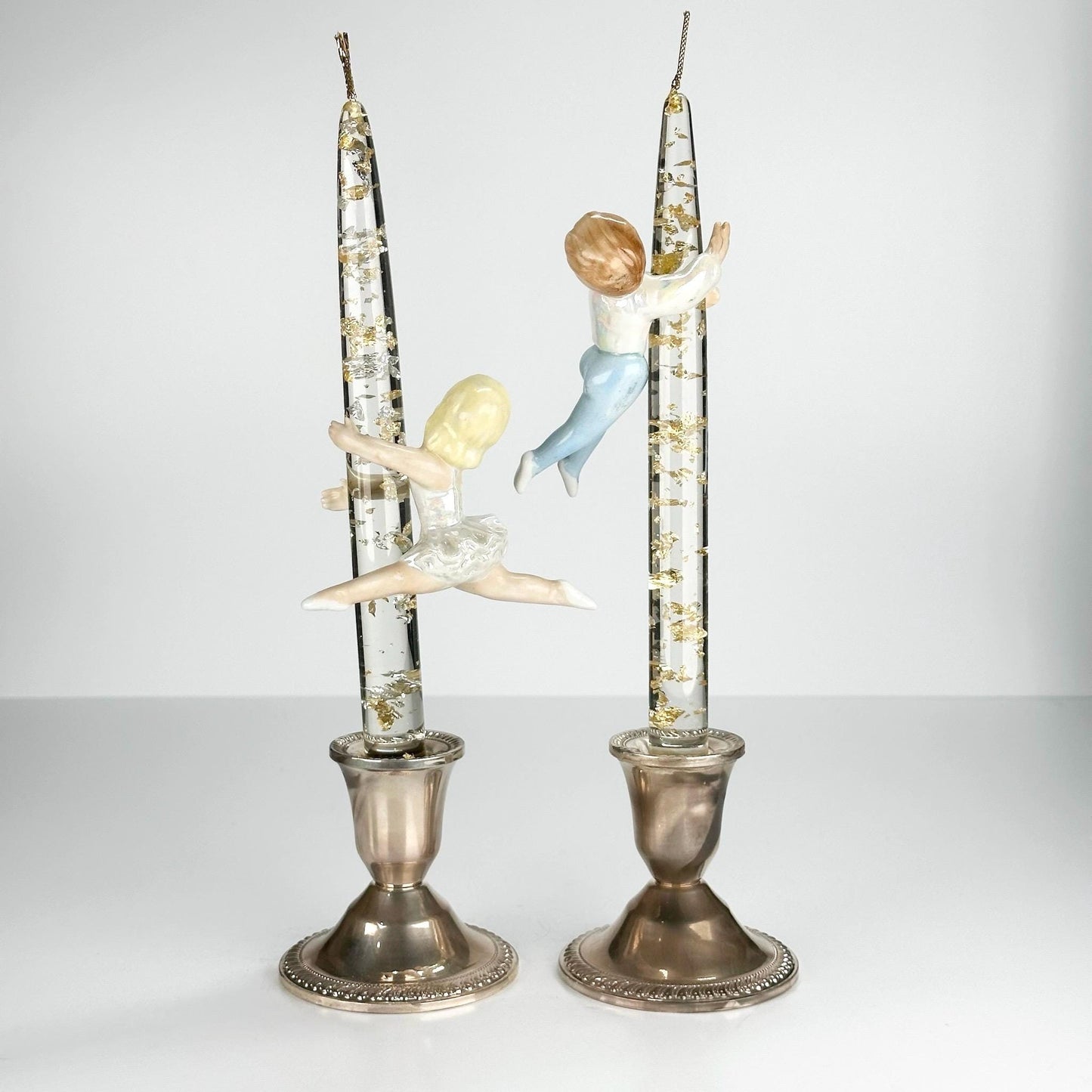 Vintage Ceramic Candle Huggers of Ballet Dancers