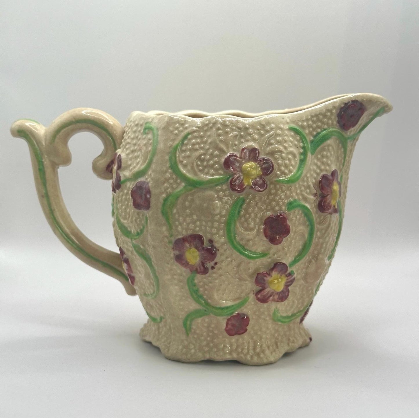 Vintage Pitcher with Victorian Muave Floral Design Made in Japan