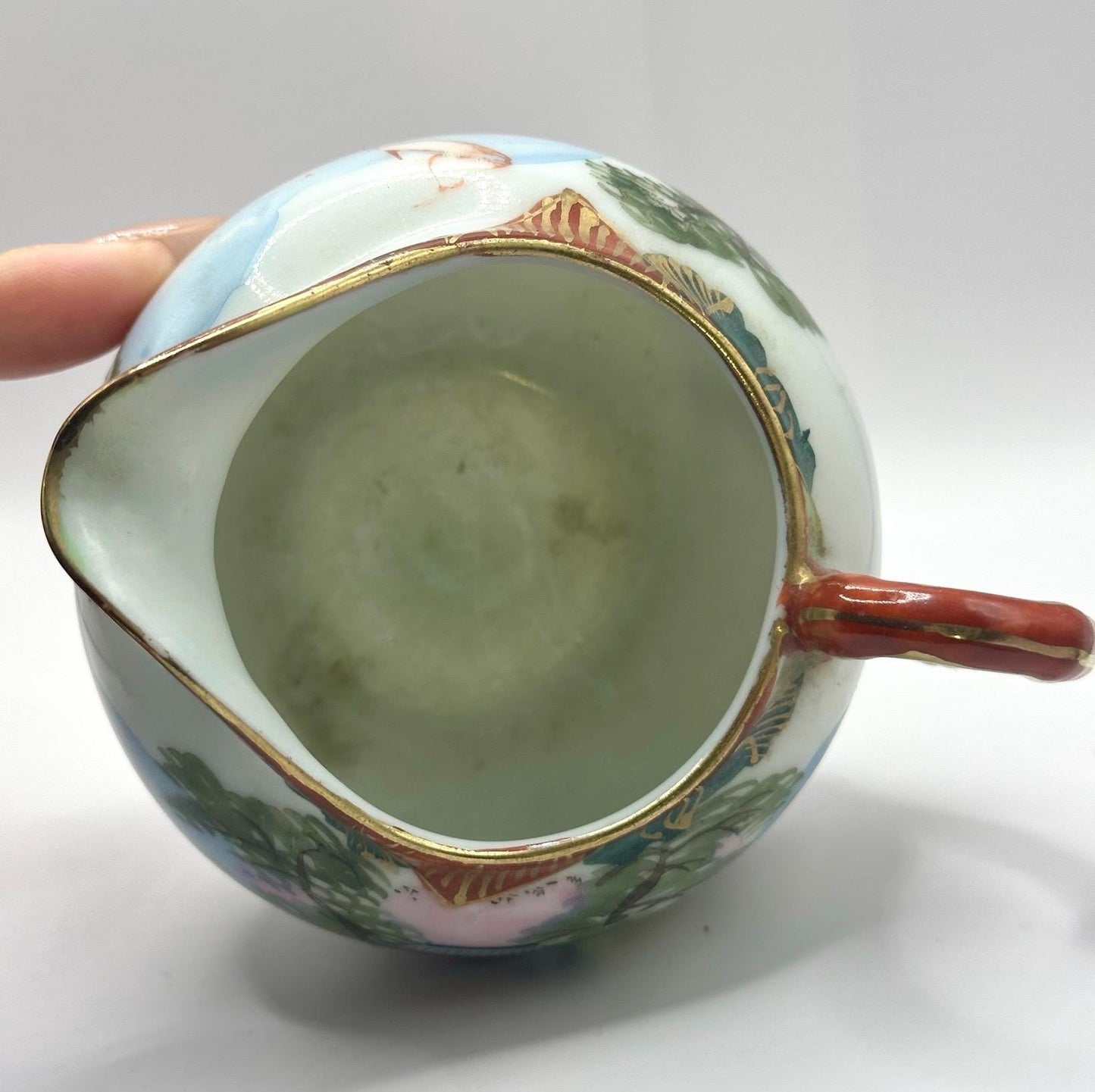 Vintage Creamer with Hand Painted Japanese Village Scene and Made in Japan