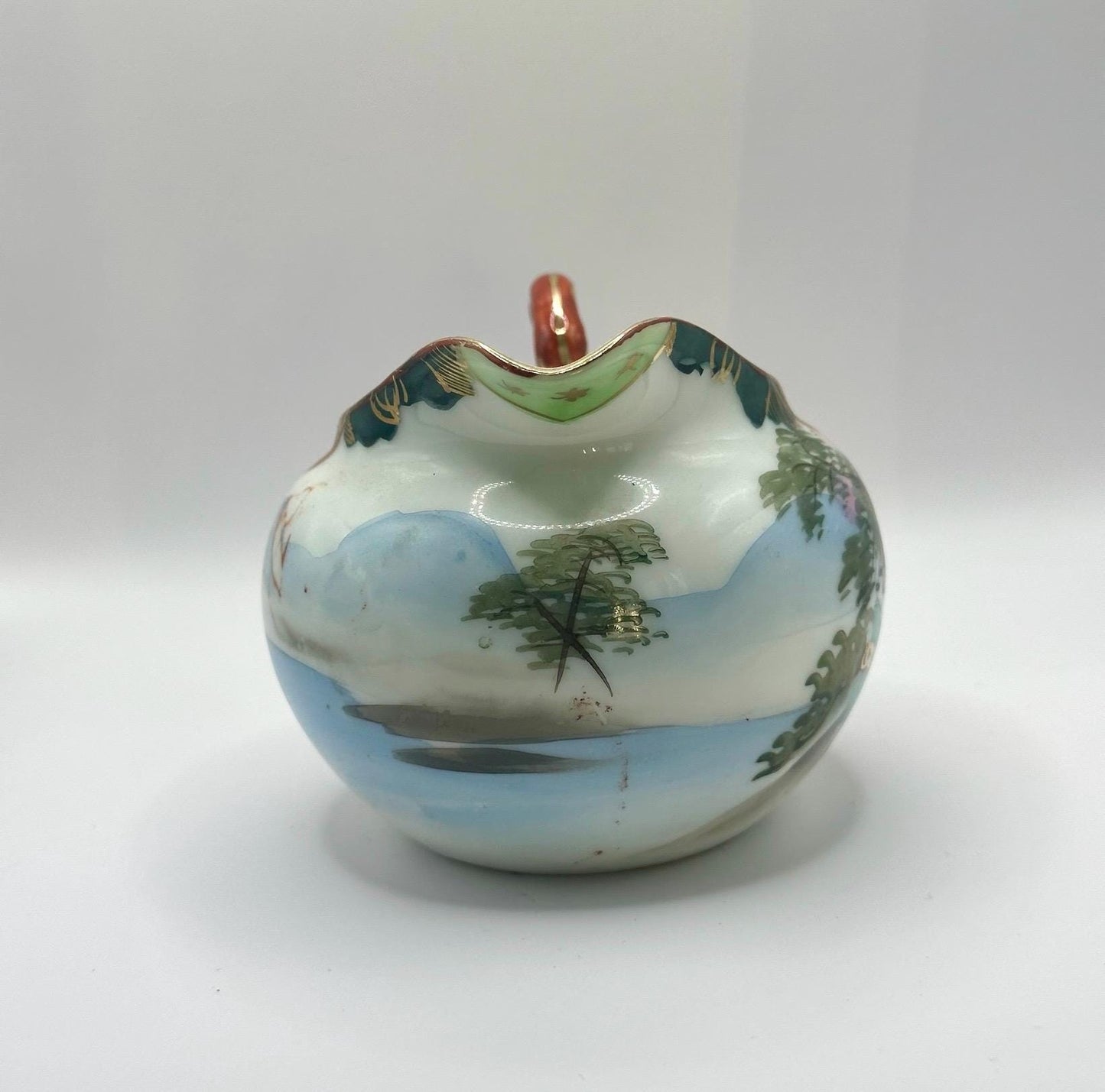 Vintage Creamer with Hand Painted Japanese Village Scene and Made in Japan