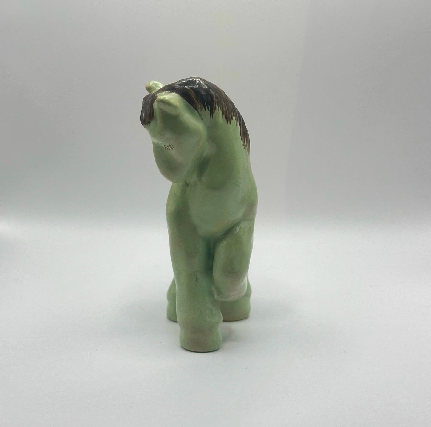 Vintage Figurine of Ceramic Green Horse