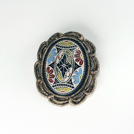 Vintage Brooch or Pendent of Faux Moroccan Matrix Design Reminiscent of Morroccan Mosaics