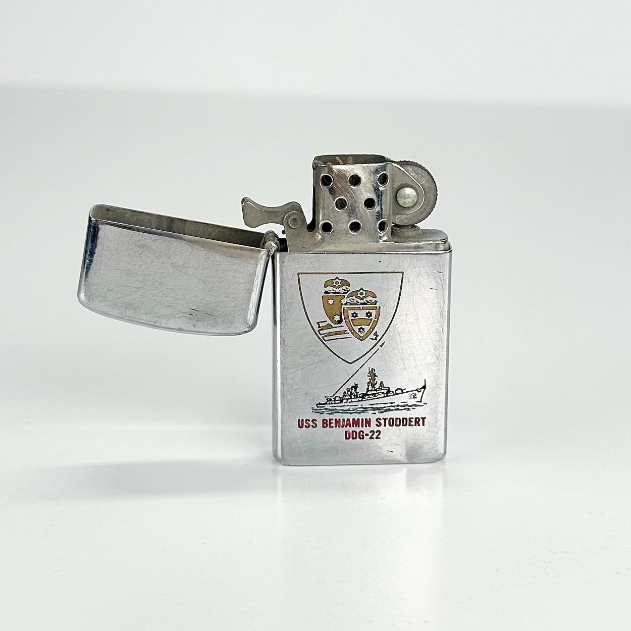 Vintage Zippo Lighter with Picture of USS Benjamin Stoddert DDG-22 Naval Ship