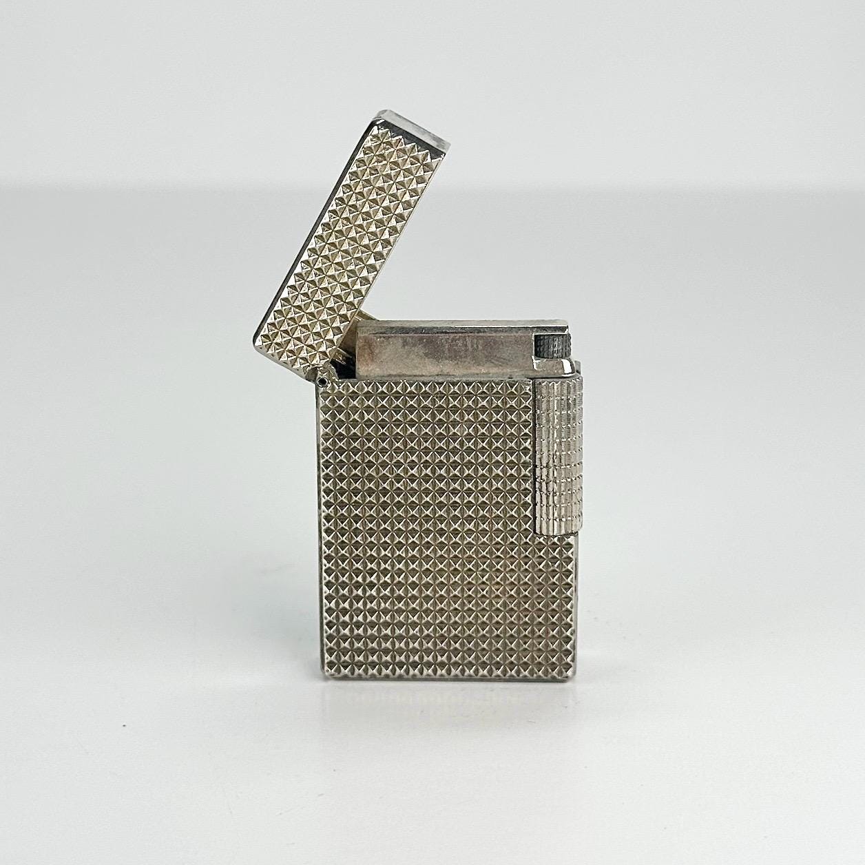 Vintage Lighter in Silver Tone with Diamond Studded Pattern Design Made in Japan