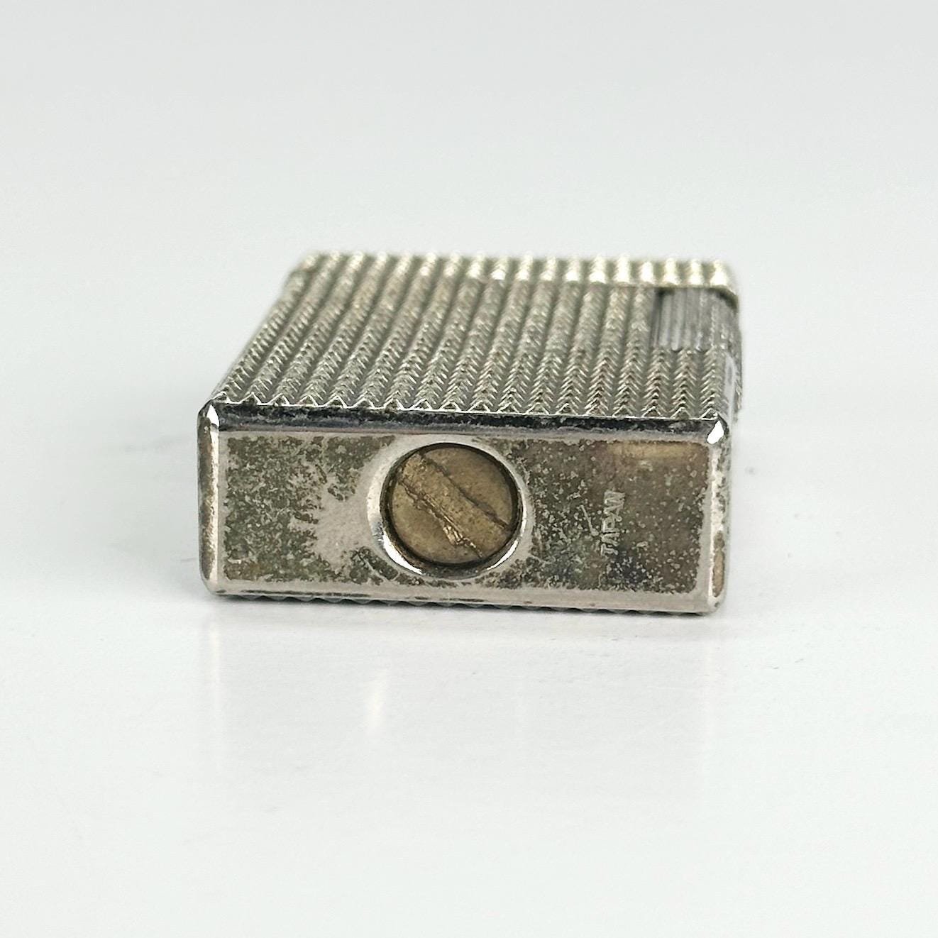Vintage Lighter in Silver Tone with Diamond Studded Pattern Design Made in Japan