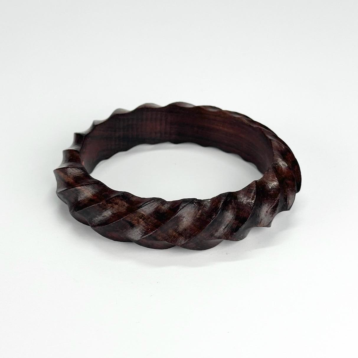 Vintage Bracelet with Chevron Design and Made from Carved Wood