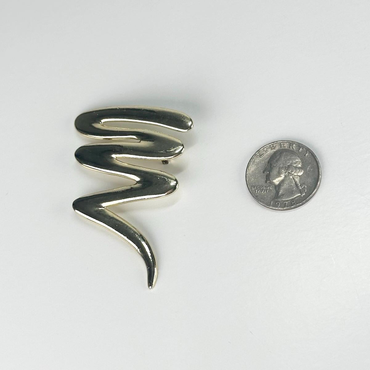 Vintage Brooch Pin of Gold Tone Zig-Zag