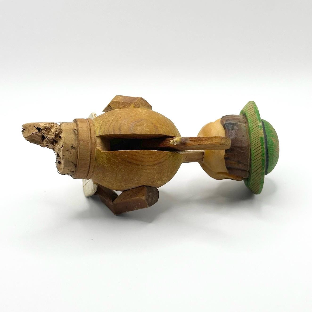 Vintage Bottle Stopper in ANRI Style Design of Hand Carved Man Reading a Book