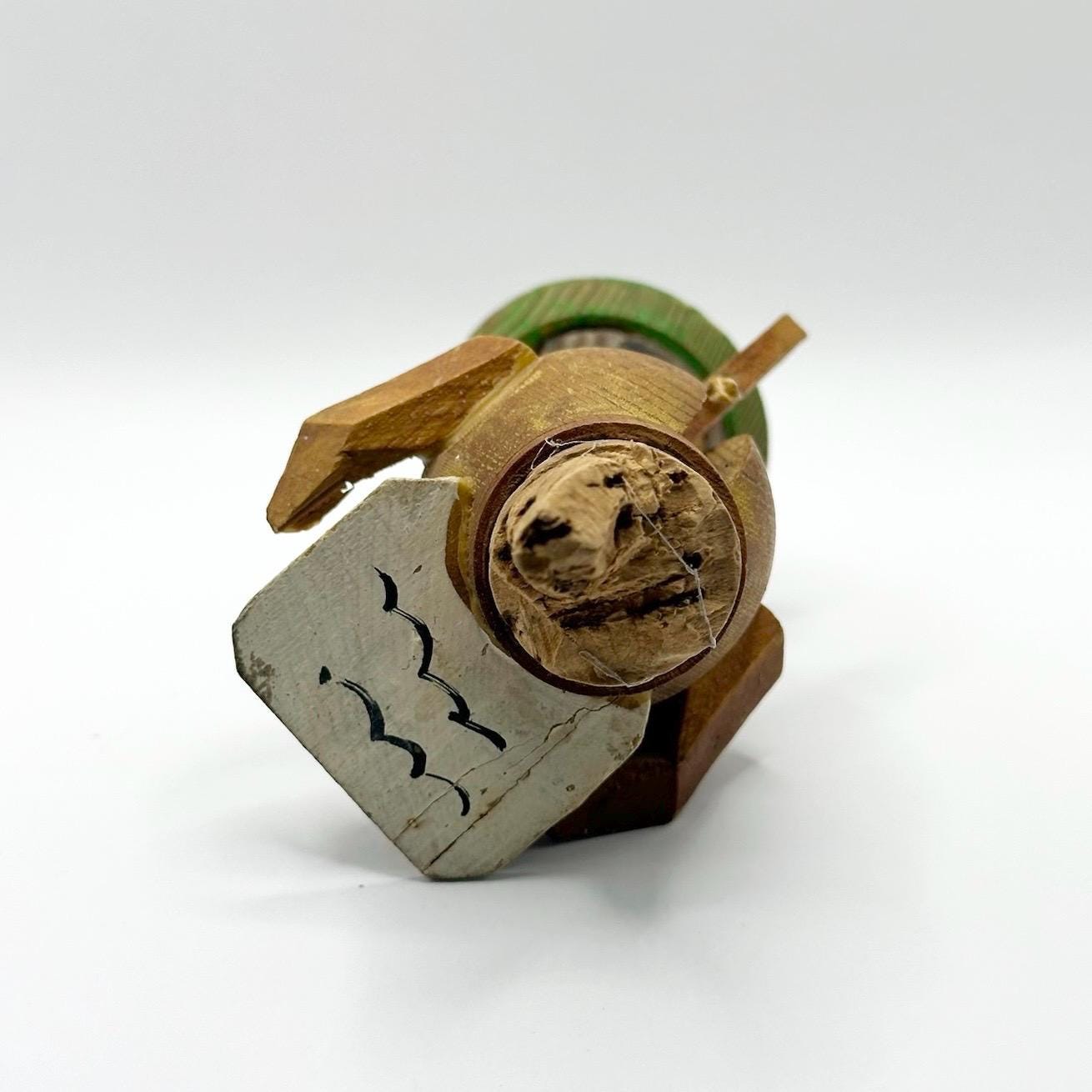 Vintage Bottle Stopper in ANRI Style Design of Hand Carved Man Reading a Book