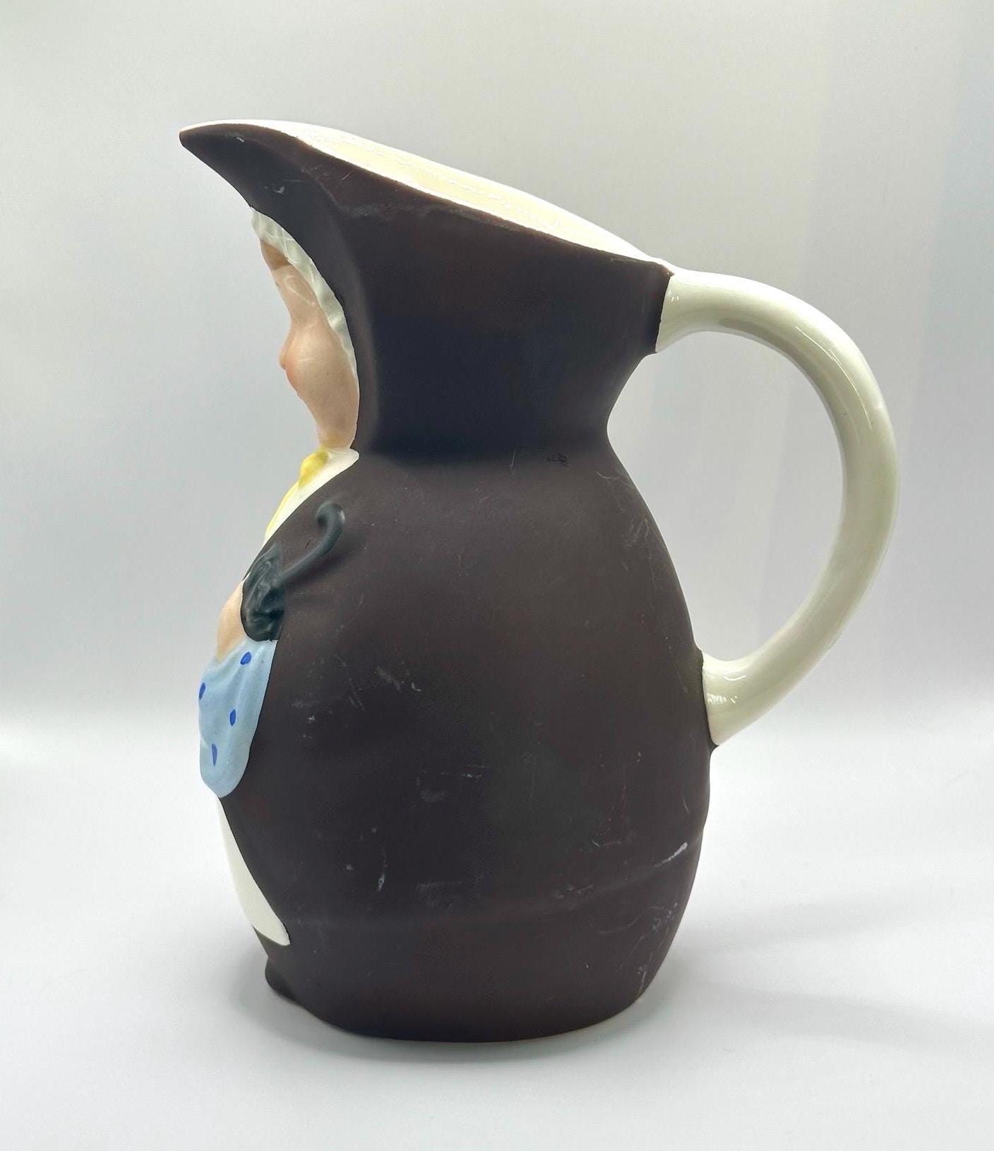 Vintage Pitcher of Mrs. Gamp Made from Porcelain and Made in Germany