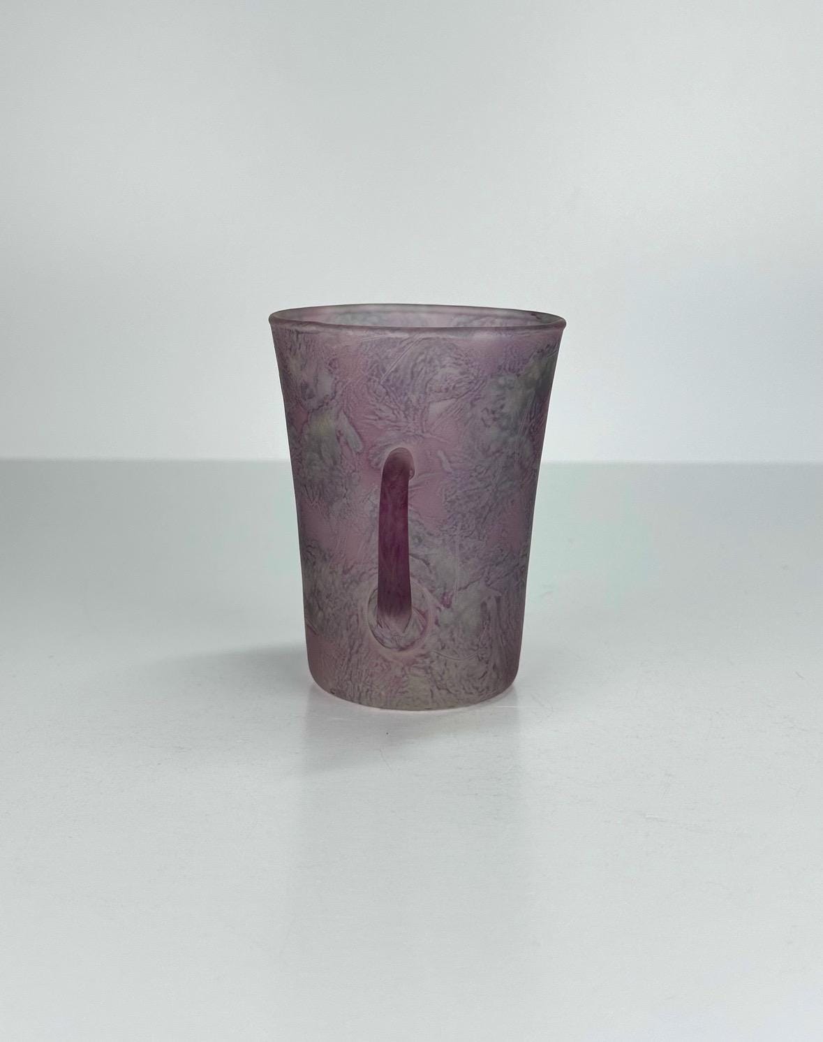 Vintage Mugs in Purple Frosted Glass Made by Kera Suchet Yenud in Israel