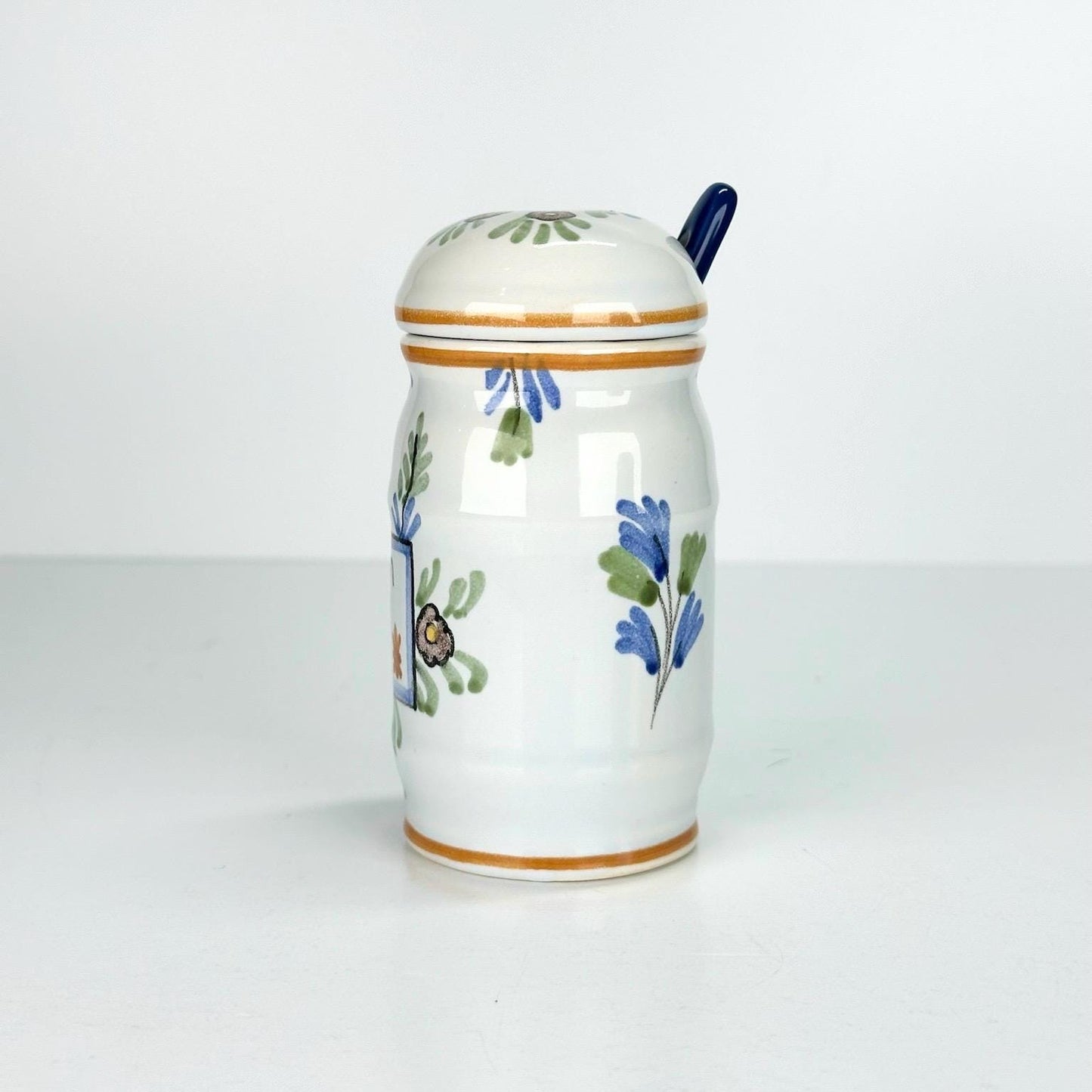 Vintage French Mustard Jar in Floral Design