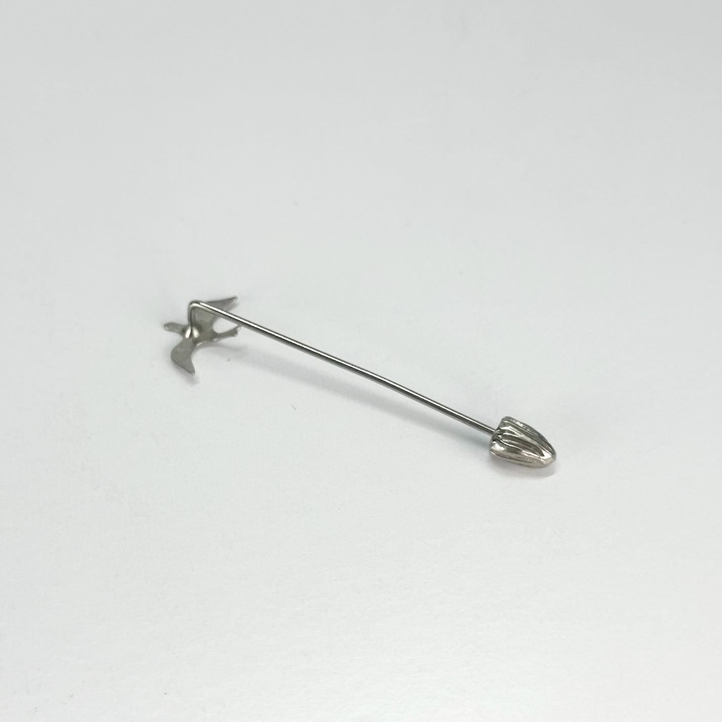 Vintage Stickpin with Seagull in Silver Tone MCM Design