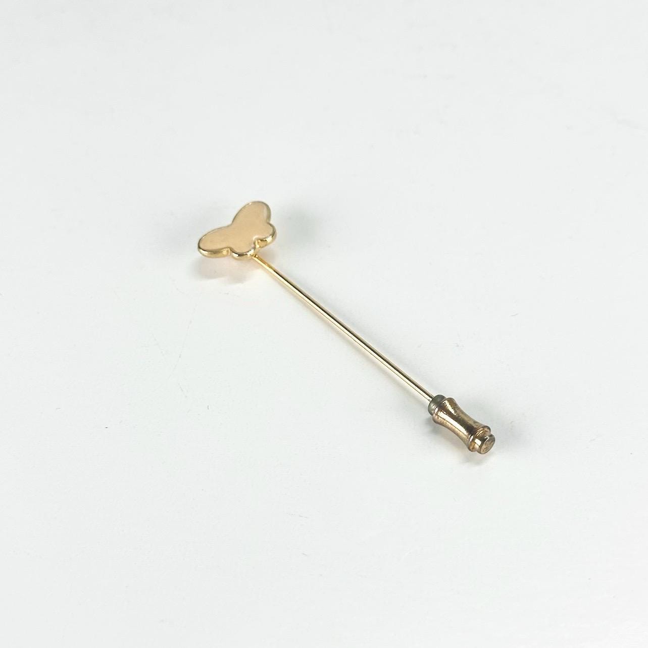Vintage Stickpin with Peach Butterfly in Gold Tone