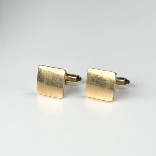 Vintage Cuff Links in Gold Tone Square Design Made by Krementz