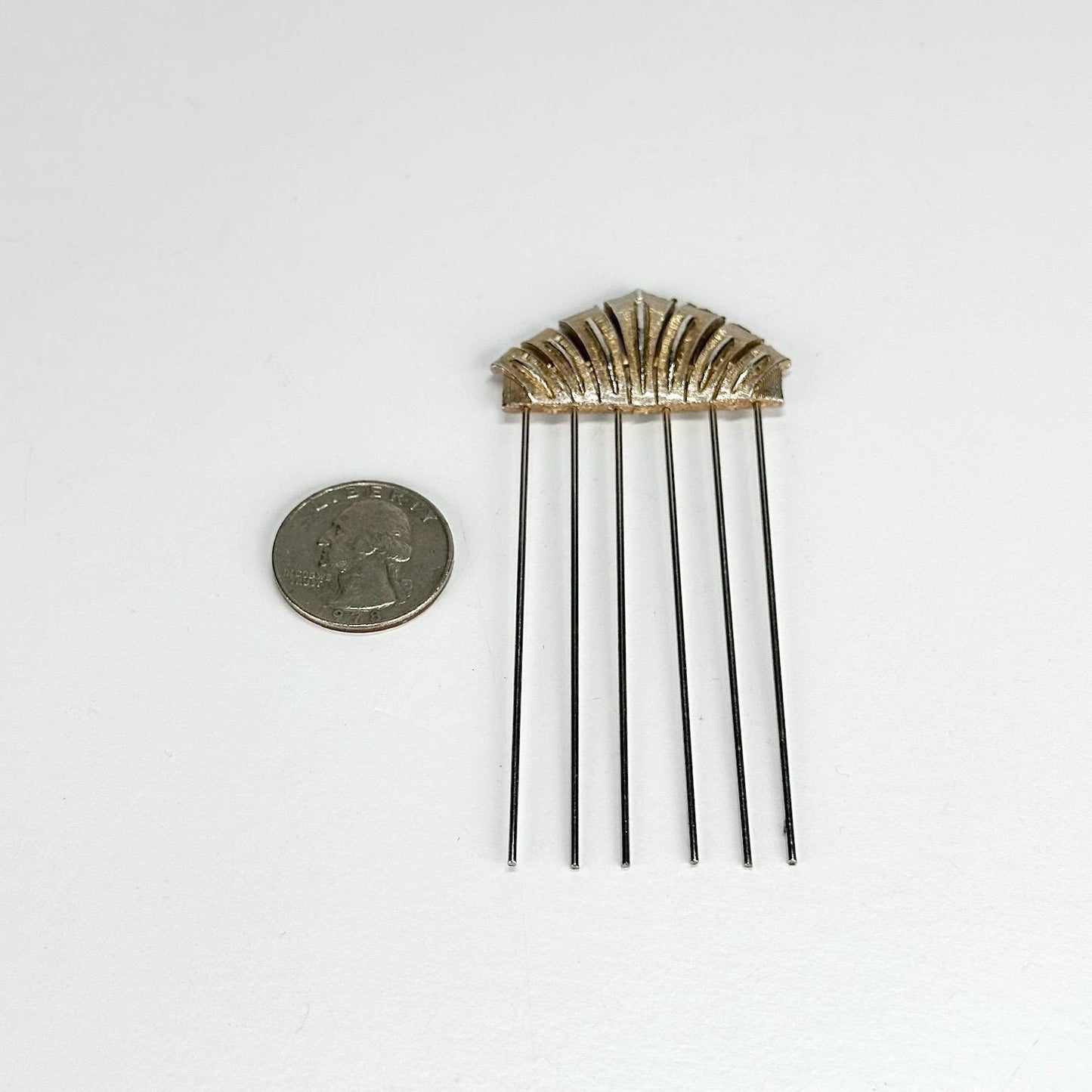 Vintage Pick Hair Comb with Silver Fan Design