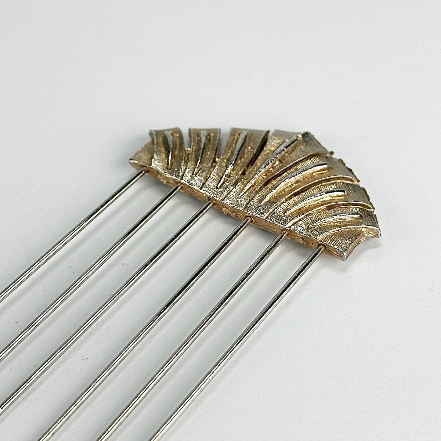 Vintage Pick Hair Comb with Silver Fan Design