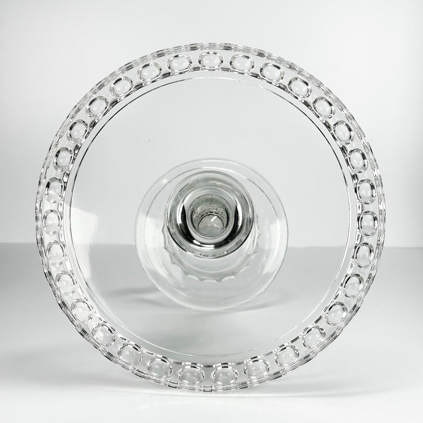 Antique Cake Stand with Clear Glass Thumbprint Design Made by Ripley & Co 1880s