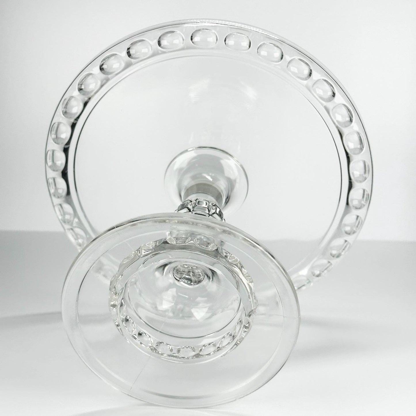 Antique Cake Stand with Clear Glass Thumbprint Design Made by Ripley & Co 1880s