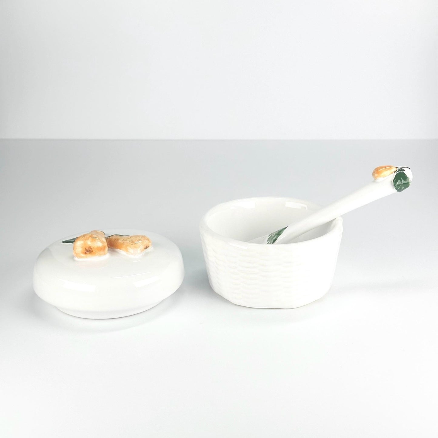 Vintage Jam Jar with Spoon in 3D Pear Design Made for Casafina in Portugal
